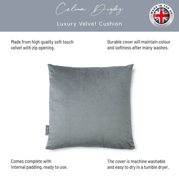 Luxury Super Soft Velvet Cushion Silver Grey, 2 of 6