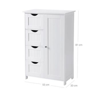 White Wooden Storage Cabinet With Four Drawers, 6 of 6