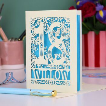 Personalised 18th Birthday Card Papercut Woodland Design, 4 of 6