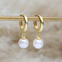 18ct Gold Plated Or Silver Pearl Huggie Hoop Earrings, thumbnail 8 of 8