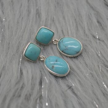 Turquoise Earrings: Silver, December Birthstone, 2 of 7