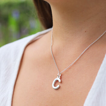 Sterling Silver Chunky Initial Necklace, 6 of 12