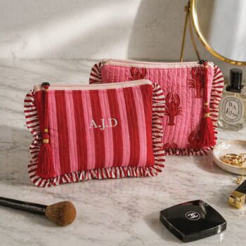 Personalised Lobster And Stripe Quilted Washbag, 2 of 5