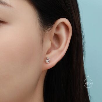 Tiny Leaf With Natural Freshwater Pearl Stud Earrings, 6 of 10