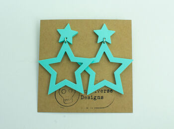 Star Cut Out Pastel Blue Earrings, 4 of 6