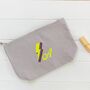 Yellow Personalised Pouch Initial And Lightning Bolt, thumbnail 2 of 5