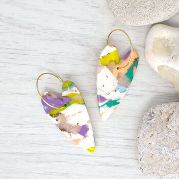 Ettie Handmade Heart Hoop Statement Polymer Clay Earrings, 3 of 5