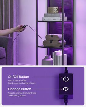 Six Tier LED Bookcase Dimmable Storage Shelf Steel, 4 of 7