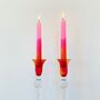 Pair Of Vintage Tall Glass Candlesticks ~ 21, thumbnail 3 of 6