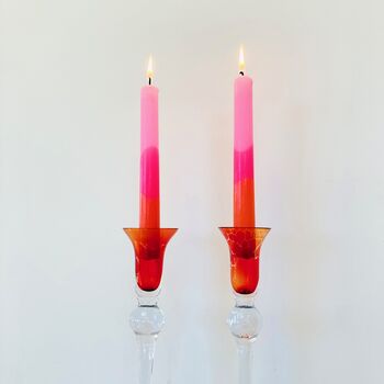 Pair Of Vintage Tall Glass Candlesticks ~ 21, 3 of 6