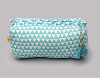 Aqua Alibag Triangle Pattern Cotton Make Up Bag, 5 of 12