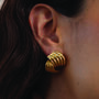 Wave Knot Statement Gold Stud Earrings In 18 K Gold Plated Vermeil, thumbnail 4 of 5