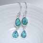 Sterling Silver Double Turquoise Dangly Teardrops, thumbnail 1 of 4