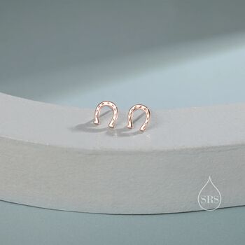 Tiny Horseshoe Stud Earrings In Sterling Silver, 5 of 10