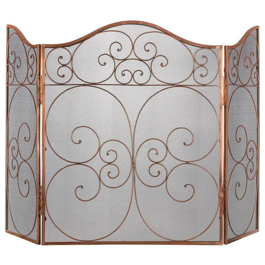 Copper Three Panel Folding Fire Screen By Dibor