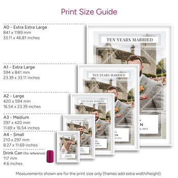 Ten Years Together Couples Photo Print Personalised Anniversary Gift, 5 of 5