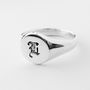 Personalised Round Initial Silver Signet Ring, thumbnail 3 of 5