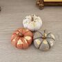 Set Of Three Mini Clay Pumpkins With Gold Leaf Details, thumbnail 3 of 4