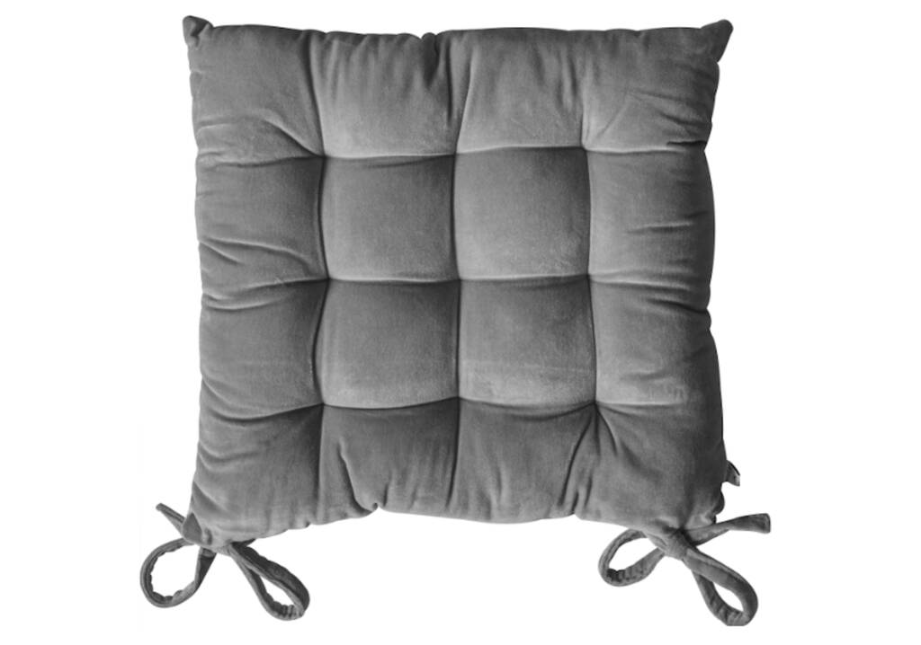 Grey Cotton Velvet Seat Pad By The Forest & Co