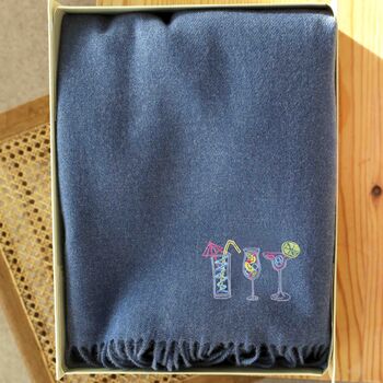 Personalised Birthday Cocktail Soft Cashmere Scarf Gift, 2 of 6