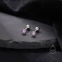 Tiny Purple Opal Screw Back Earrings In Sterling Silver, thumbnail 7 of 10