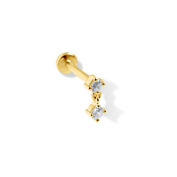 14 Carat Gold Halo Drop Tragus Earring, 3 of 5