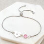 Initial Heart And October Birthstone Bracelet, thumbnail 6 of 6