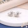 Sterling Silver Brushed Heart Stud Earrings – 7mm, thumbnail 1 of 8