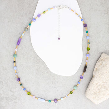 Willow Sterling Silver Beaded Gemstone Necklace, 3 of 4