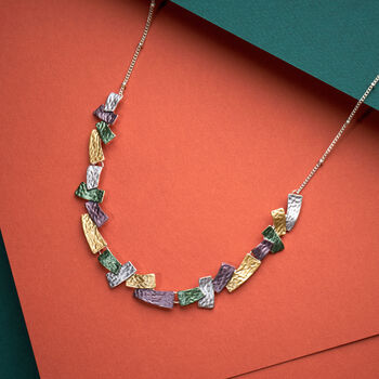 Colourful Geometric Statement Contemporary Textured Necklace, 2 of 5