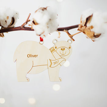Polar Bear Personalised Christmas Tree Ornament, 2 of 2