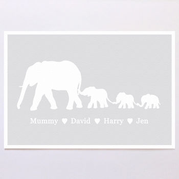 Personalised Elephant Family Print, 5 of 9