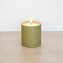 Lino Print Botanical Candle Pot With Refill Olive Green, thumbnail 1 of 7