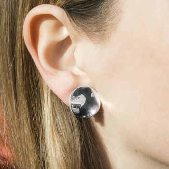Gold Plated Silver Hammered Round Clip On Earrings, 5 of 8