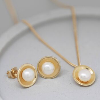 9ct Gold Pearl Necklace. Handmade Pearl Pendant, 5 of 6