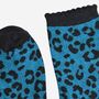 Women's Glitter Socks Teal Black Leopard Print, thumbnail 4 of 5