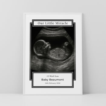 Our Little Miracle Baby Scan Photo Print Personalised New Baby Gift, 4 of 5