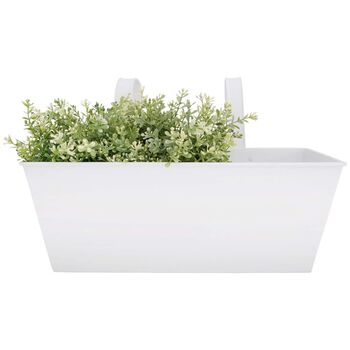White Zinc Metal Balcony Planter With Flower Pot Holder, 4 of 4