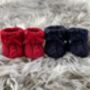 Wine Red Knitted Baby Booties With Bow, thumbnail 2 of 6