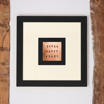 'Seven Happy Years' Hand Stamped Copper In Frame, 3 of 4