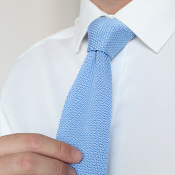 Light Blue Square End Knitted Neck Tie, 3 of 9