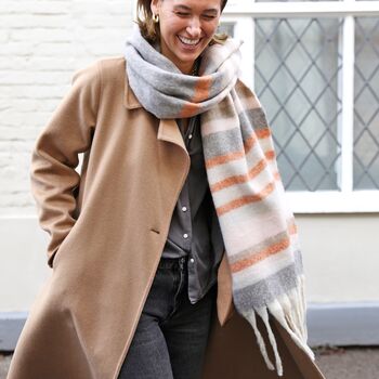 Terracotta Stripe Winter Scarf, 4 of 5