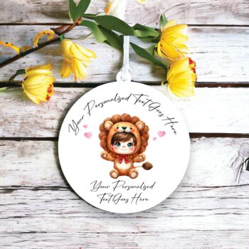 Personalised Cute Child Lion Hearts Decoration Gift, 2 of 2