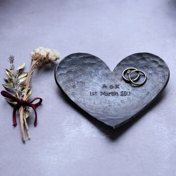 Personalised Steel Heart Dish, 11th Anniversary Gift, 7 of 10