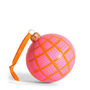 Christmas Lines Glass Bauble Orange On Pink, 8cm, thumbnail 1 of 2