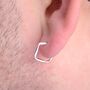 Unisex Sterling Silver Square Hoop Earrings, thumbnail 2 of 8