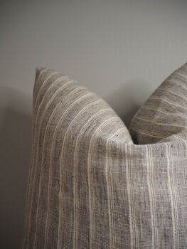 Charcoal Stripe Square Linen Scatter Cushion, 2 of 8