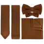 Caramel Brown Knitted Neck Tie, Bow Tie And Pocket Square Variations Made From Soft Polyester | Gents Formal Accessories | Gift For Him | Wedding Tie, thumbnail 1 of 8