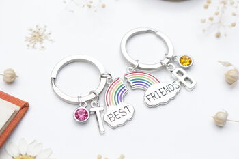 Personalised Rainbow Pair Of Best Friends Keyrings Matching Set, 3 of 6