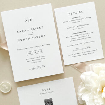 Classic Monogram Wedding Invitation, 4 of 7